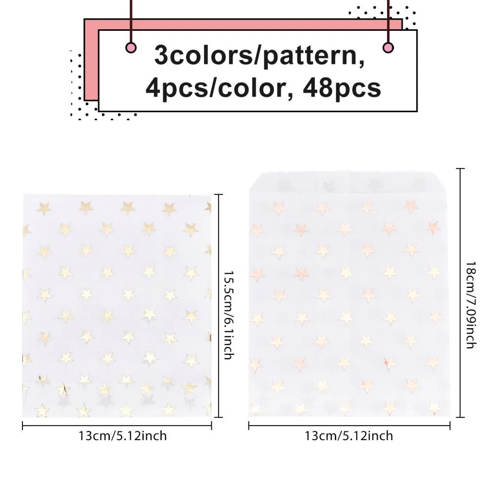 1 Set Diagonal Stripe Pattern Eco-Friendly Paper Bags, Gift Bags, Shopping Bags, Rectangle, Mixed Color, 18x13x0.01cm, 48pcs/set