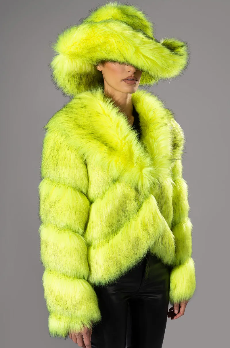 ACID MUSHROOM OVERSIZED FAUX FUR BUCKET HAT