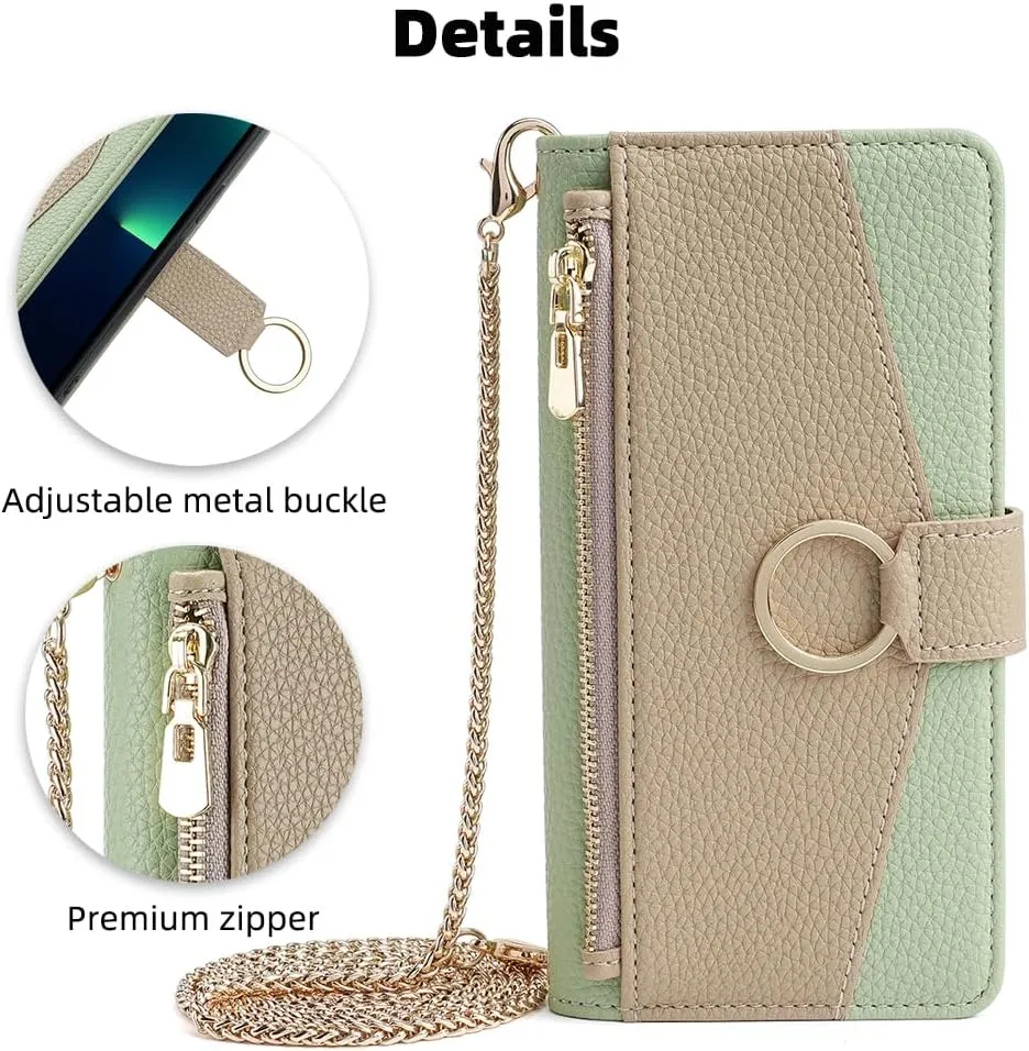 Asuwish Phone Case for Motorola Edge  Plus 2022/Edge X30/30 Pro Wallet Cover with Screen Protector and Mirror Flip Cover Ring Credit Card Holder Crossbody Strap Stand Cell Moto Edge   5G UW Green