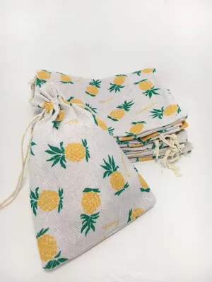 Autupy 20 Pack 5.5 x 3.9 Inch Pineapple Drawstring Pouch Pineapple Favor Bags for Hawaiian Tropical Party Luau Party Birthday Party Decoration