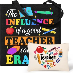 AYGE Canvas Tote Bags & Cosmetic Bag, Christmas Gifts for Women, Travel Beach Bag Reusable Grocery Shopping Bag Makeup Bag