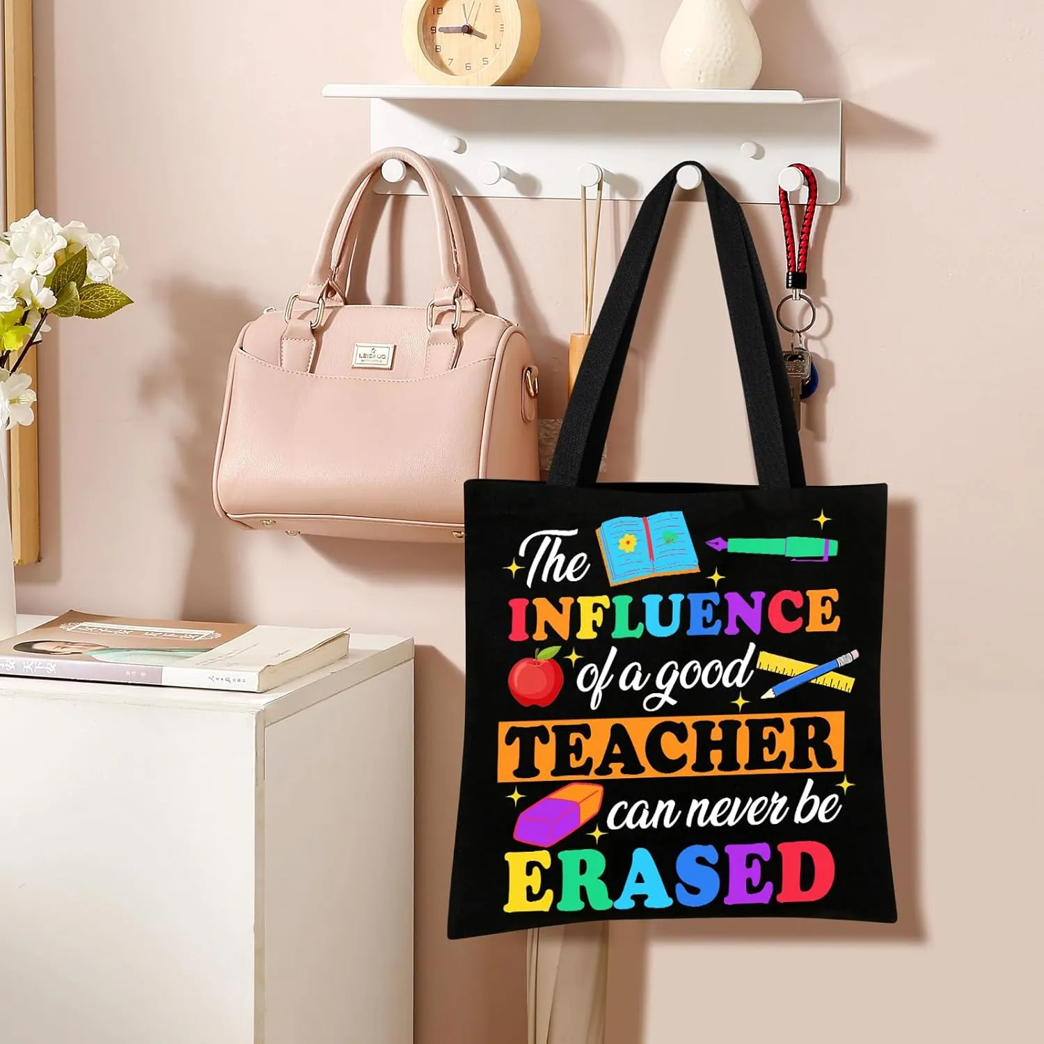 AYGE Canvas Tote Bags & Cosmetic Bag, Christmas Gifts for Women, Travel Beach Bag Reusable Grocery Shopping Bag Makeup Bag