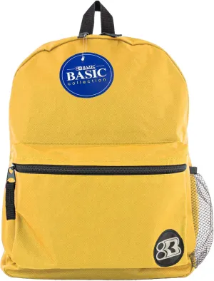 BAZIC School Backpack 16" Mustard, Lightweight School Bag Padded Back & Adjustable Strap for Students, Travel Bag Fit A4 Notebook, 12-Pack
