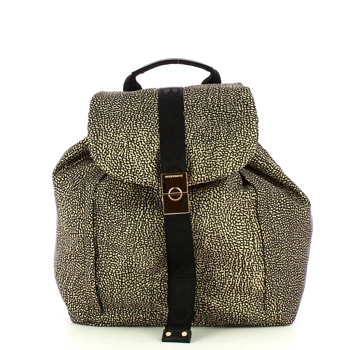 Borbonese - Zaino Medium OP Naturale Nero - 91010051AH1 - OP/NATURALE/NERO