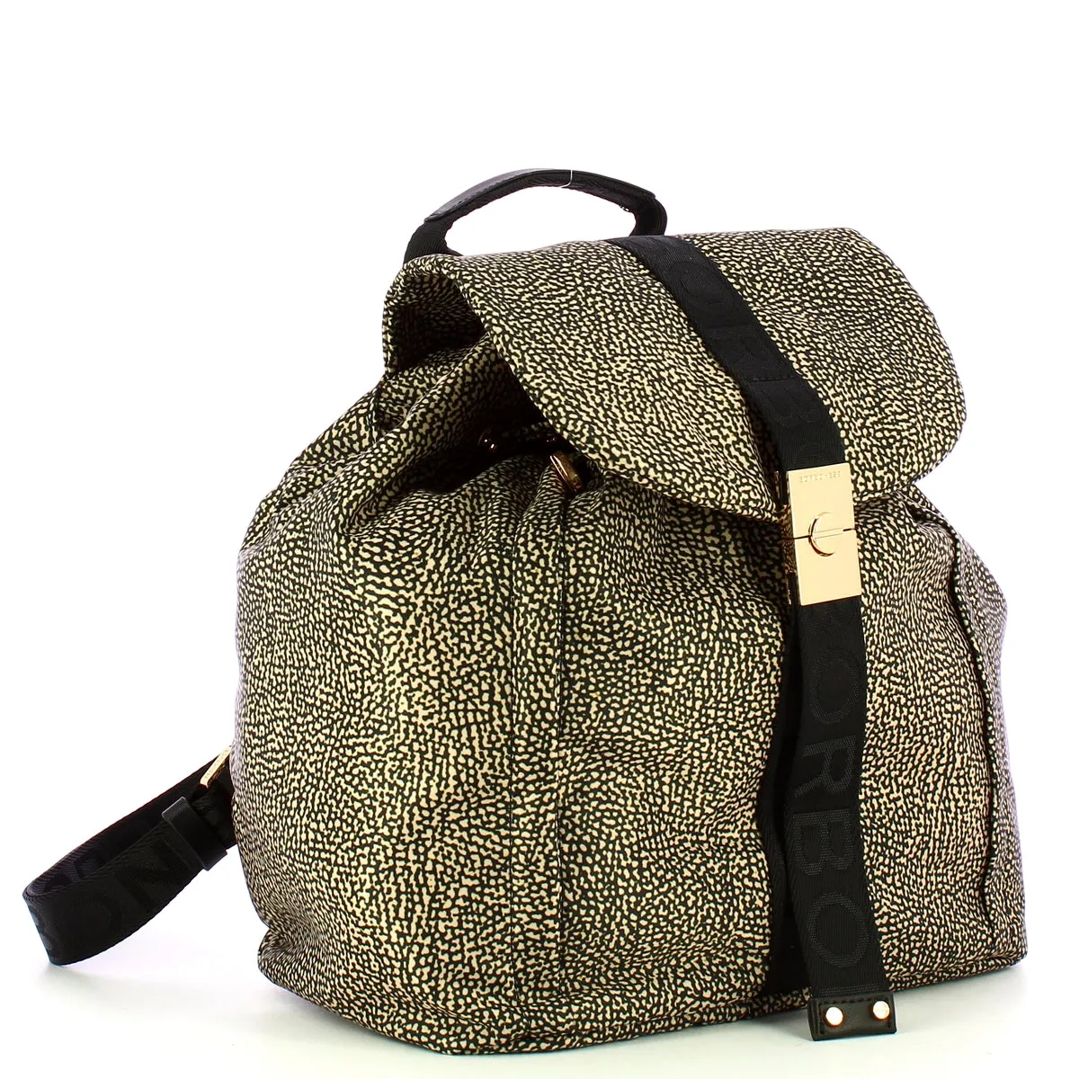 Borbonese - Zaino Medium OP Naturale Nero - 91010051AH1 - OP/NATURALE/NERO