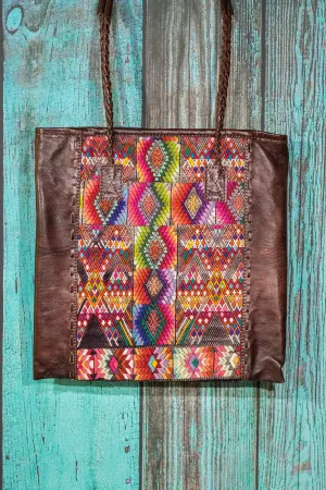 Braided Huipil Leather Tote Bag Purse ChaCha