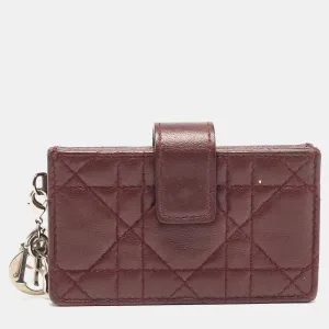 Burgundy Cannage Leather Lady 5 Gusset Card Case