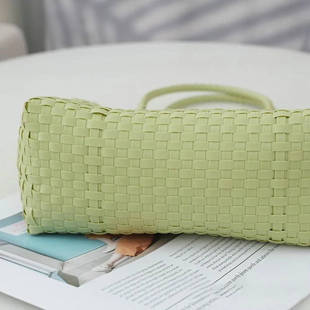 Caistre Womens PVC Jelly Bag 2025 Summer Beach Woven Top Handle Bag Fashion Travel Tote Handbag Plastic Purse