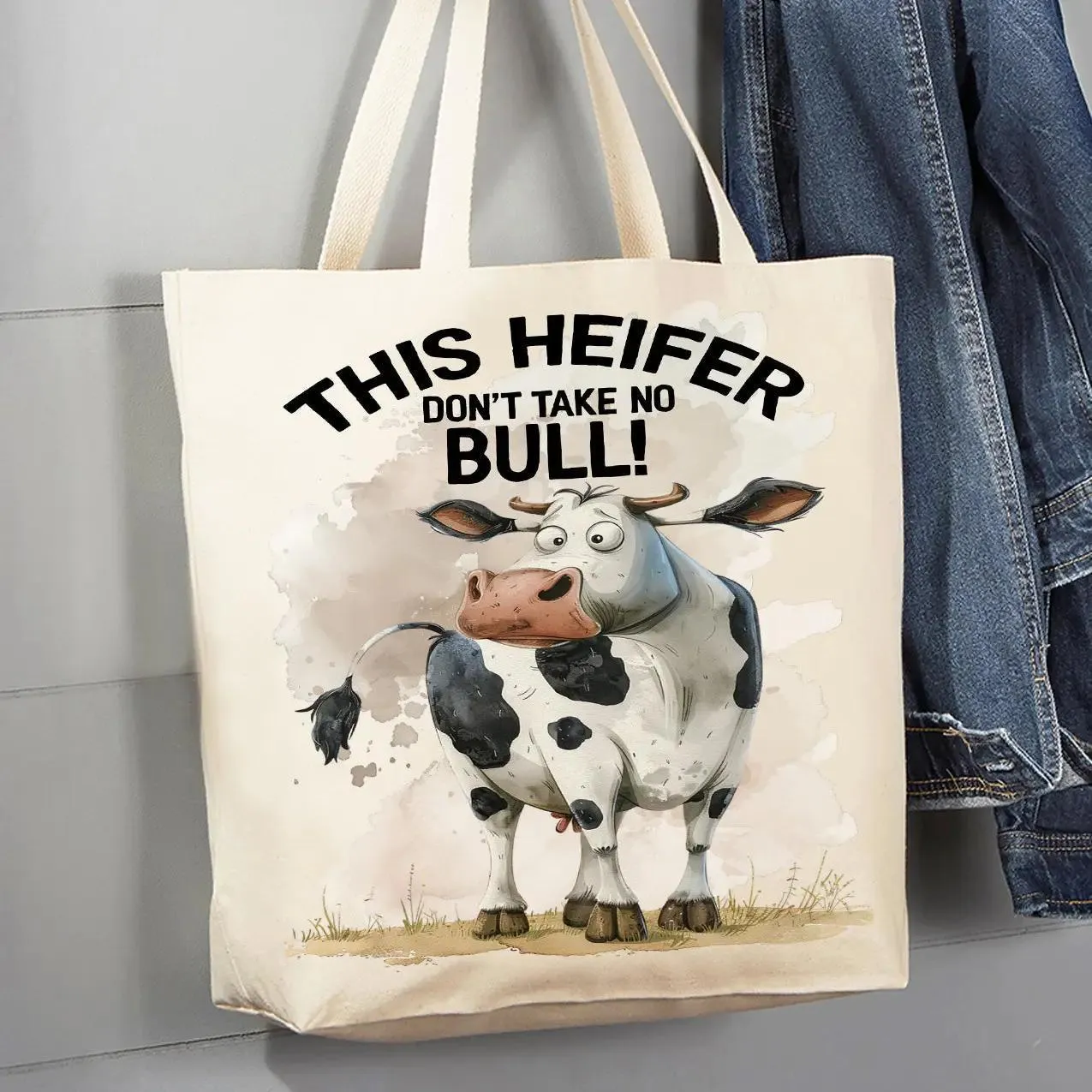 Canvas Tote Bag | This Heifer Takes No Bull Cow