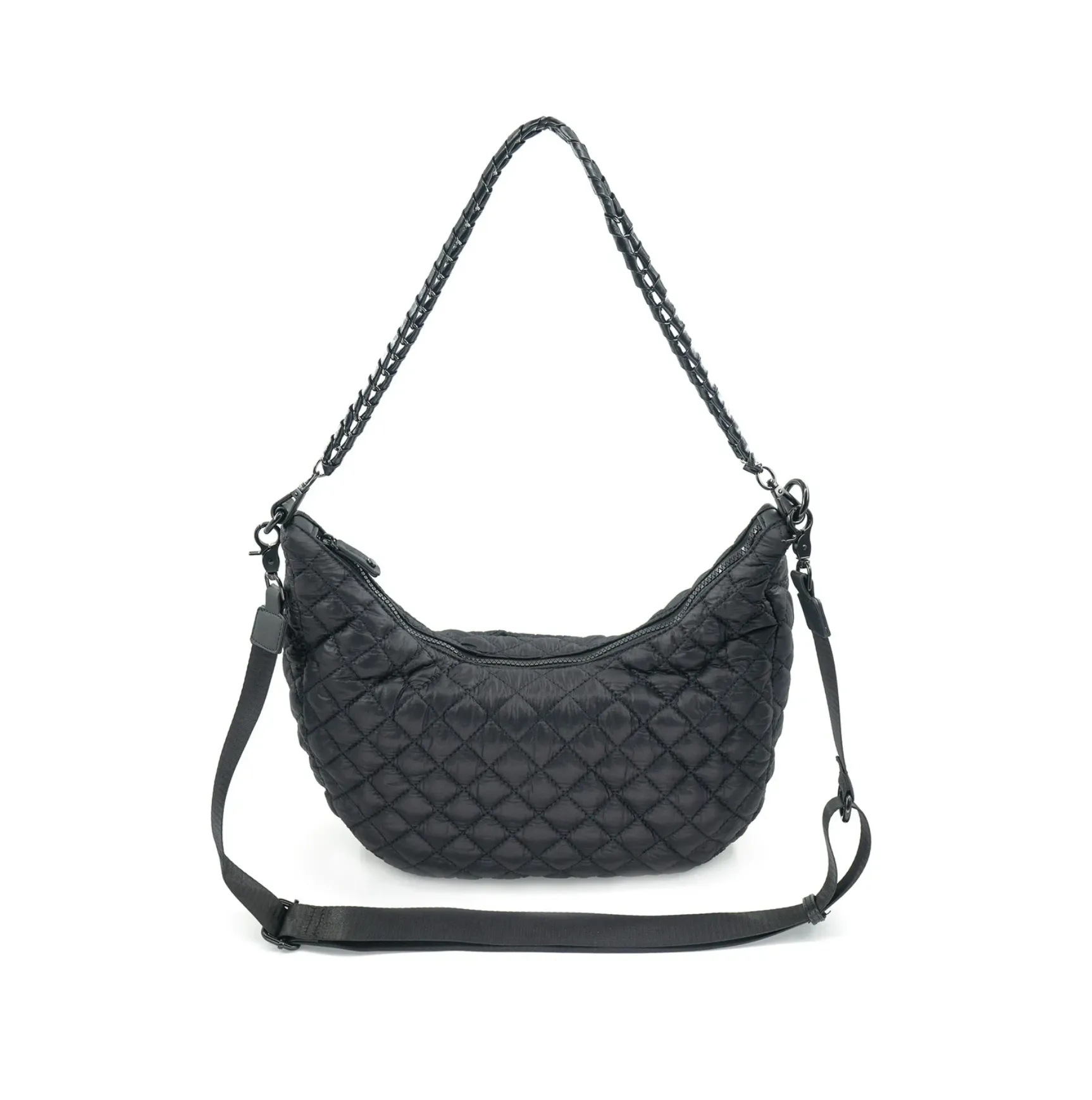 Carla Quilted Nylon Hobo Bag