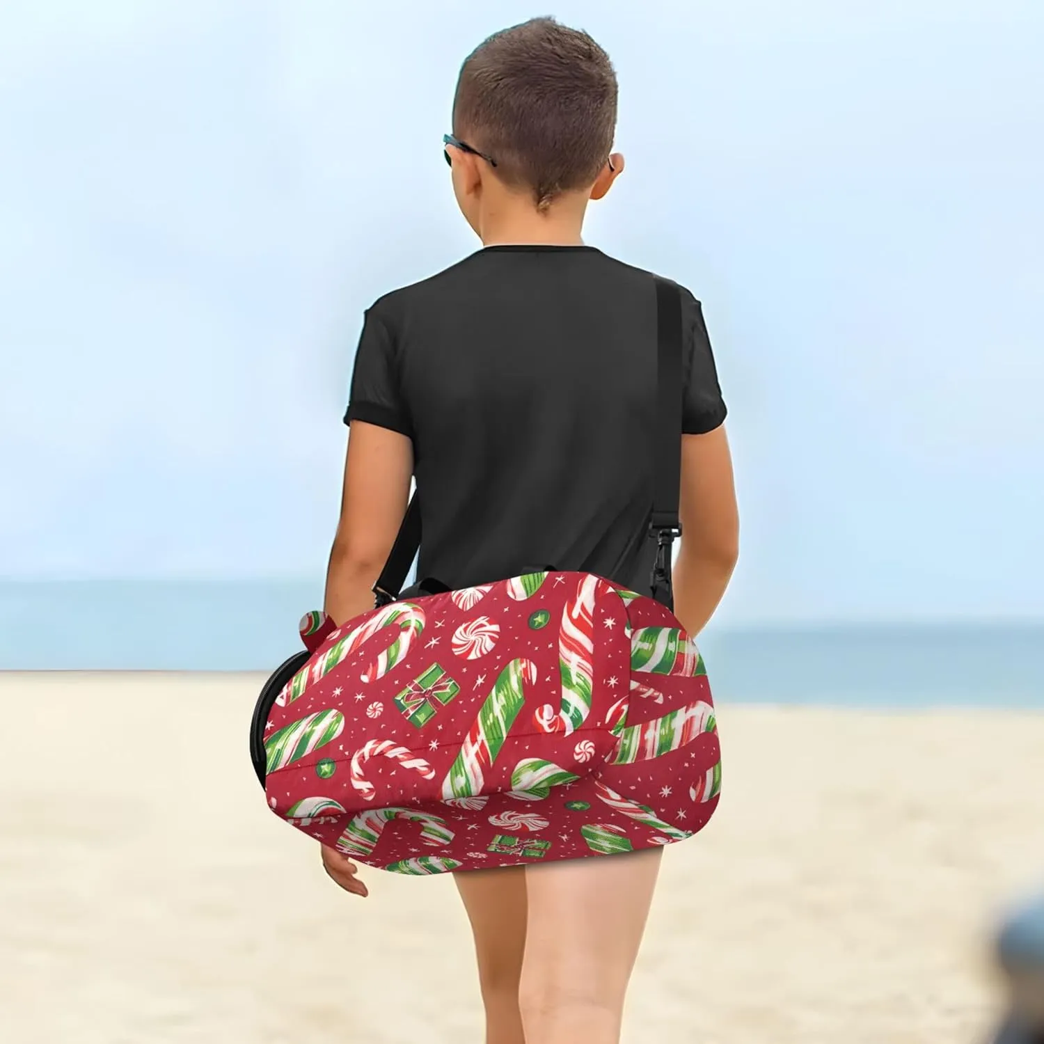 Carry on Duffel for Boys Christmas Candy Weekender Overnight Duffle Bags for Traveling Tote Sports Duffle Bag