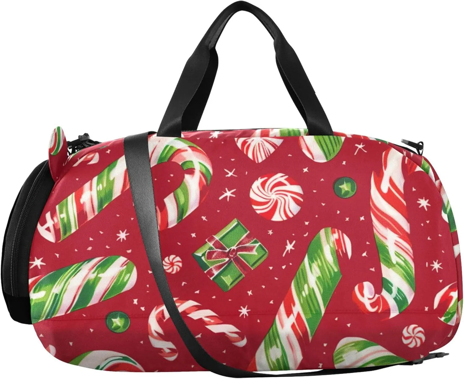 Carry on Duffel for Boys Christmas Candy Weekender Overnight Duffle Bags for Traveling Tote Sports Duffle Bag