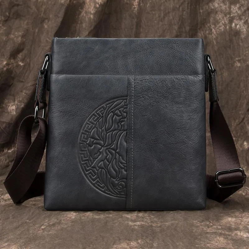 Casual Leather Brown Mens Vertical Side Bag Vertical Messenger Bag Shoulder Bags For Men