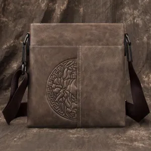 Casual Leather Brown Mens Vertical Side Bag Vertical Messenger Bag Shoulder Bags For Men