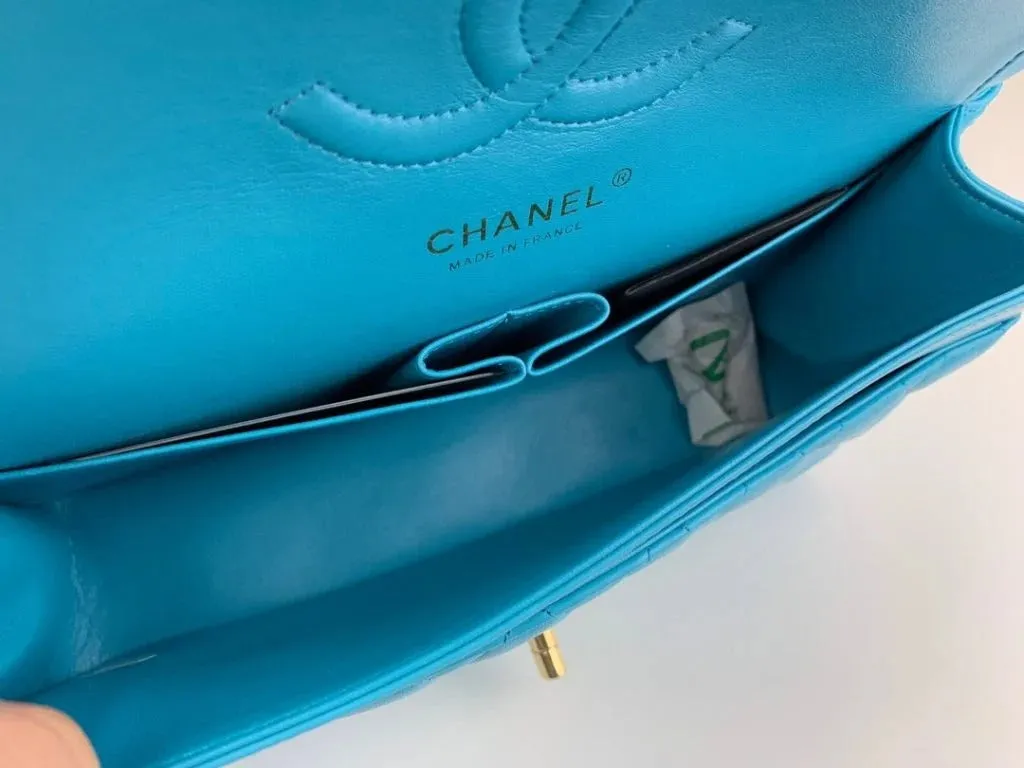 Chanel Classic Double Flap 25 Shoulder Bag Light Blue