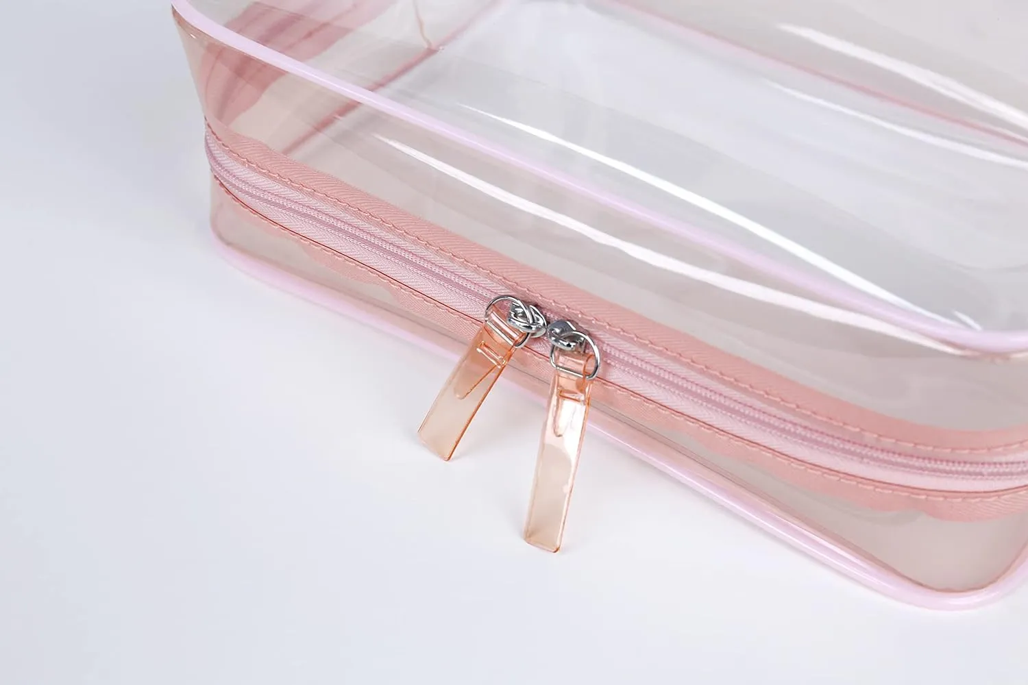 Clear Pouch Small, 6.6"x2.3"x4.7" Size TSA Approved Toiletry Bag, Travel Bags for Toiletries, Cosmetic Bag for Women and Men - 1 Pack Pink