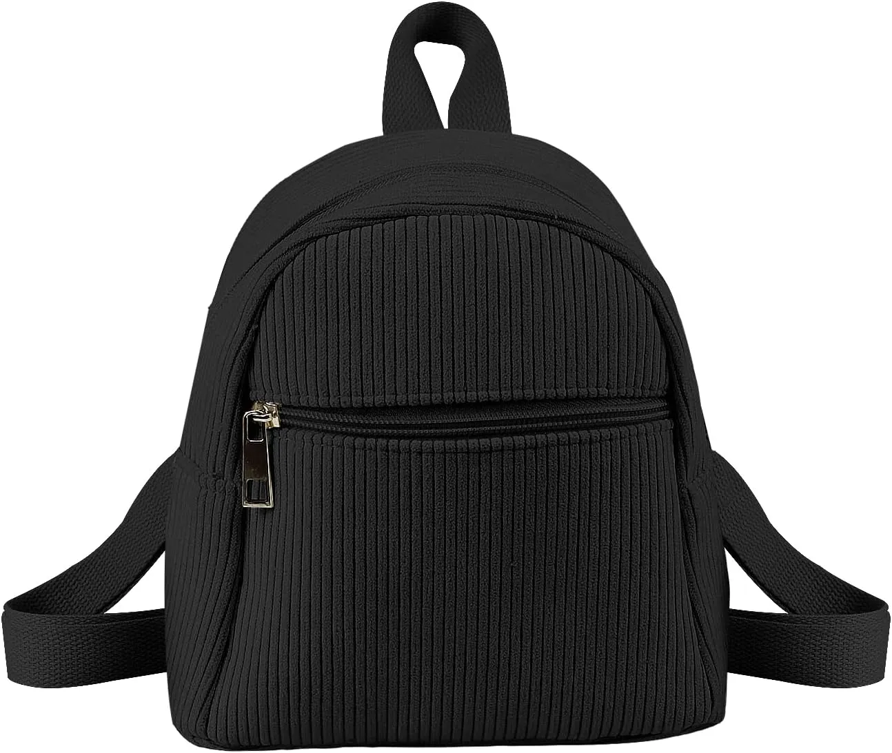 Corduroy Small Backpack, Stylish Mini Backpack Purse Small Backpacks for Women, Cute Backpack for Travel, Shopping (black)