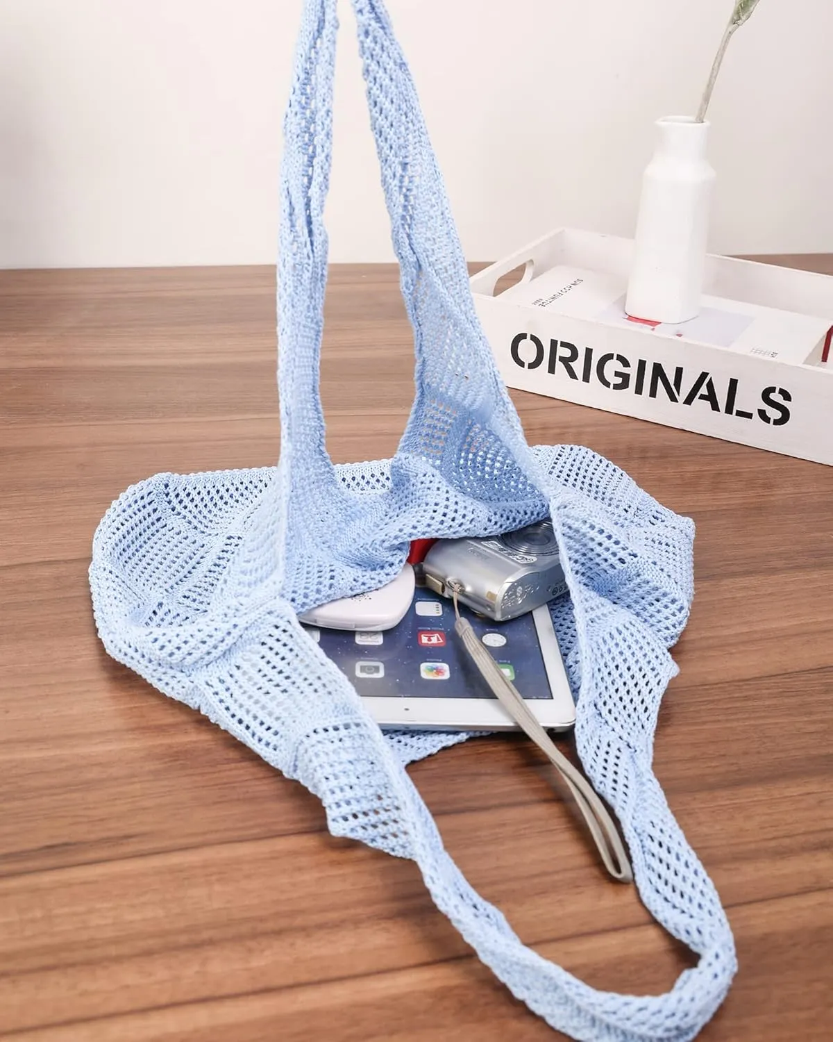 Crochet Mesh Beach Tote Shoulder Handbags Hobo Summer Aesthetic Women's Bag