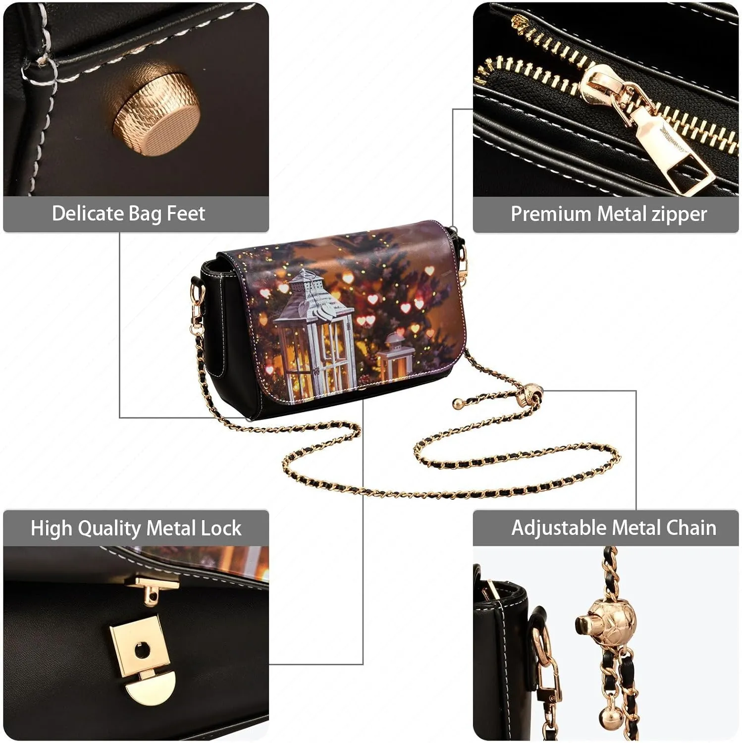 Crossbody Bags for Women Trendy Women's Black Shoulder Bag Small PU Leather Flap Cross Body Bag Handbags