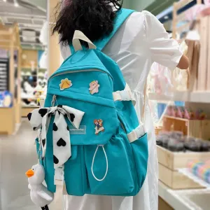 DCIMOR New Preppy Women Backpack Lovely Girl Waterproof Nylon School Bags Female Fashion Silk Scarves Student Bookbag Travel Bag