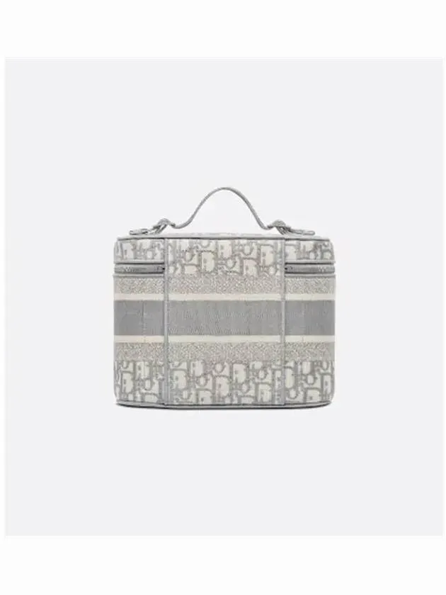 Diortravel Oblique Embroidered Vanity Case Tote Bag Grey