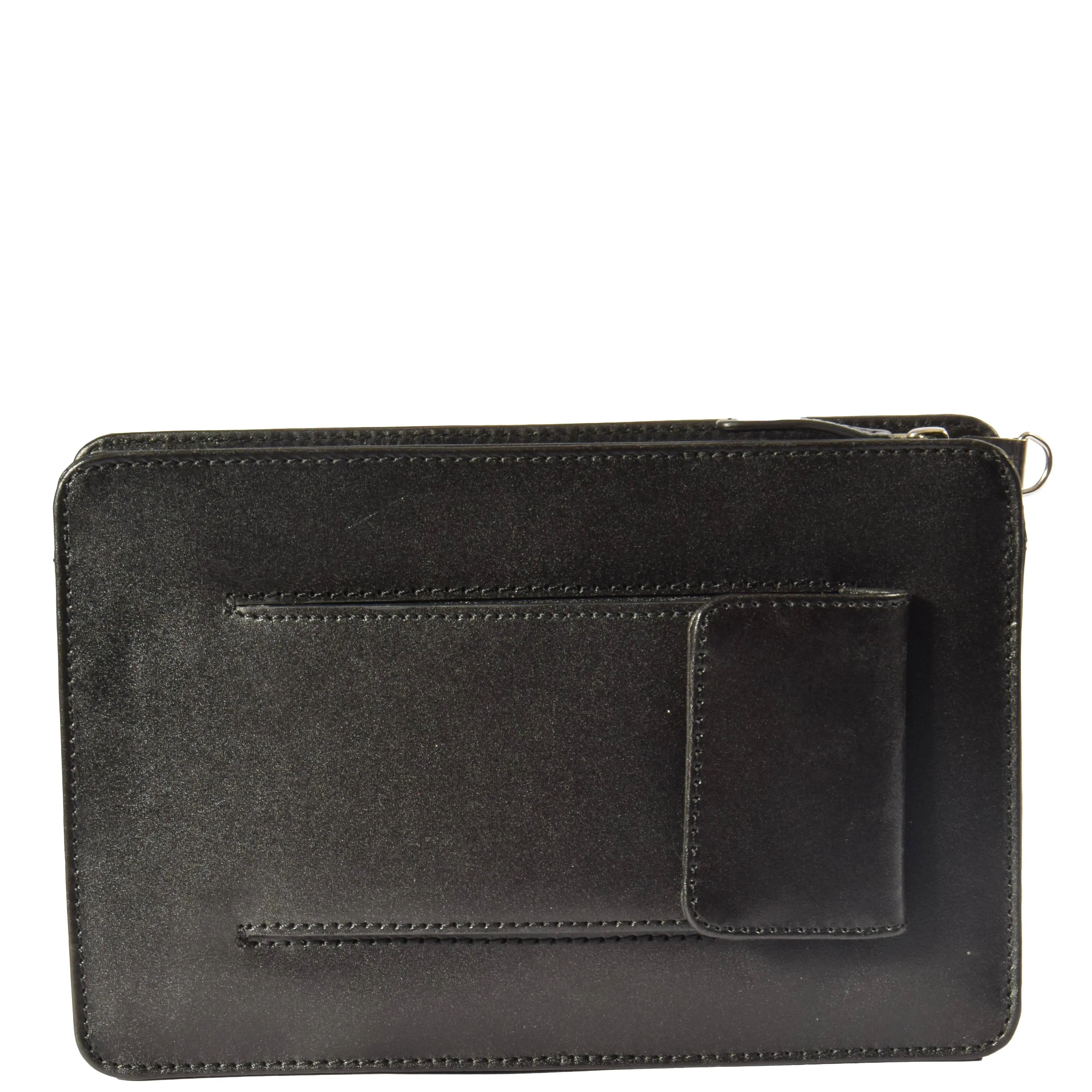 DR371 Real Leather Wristlet Pouch Black