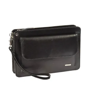 DR371 Real Leather Wristlet Pouch Black