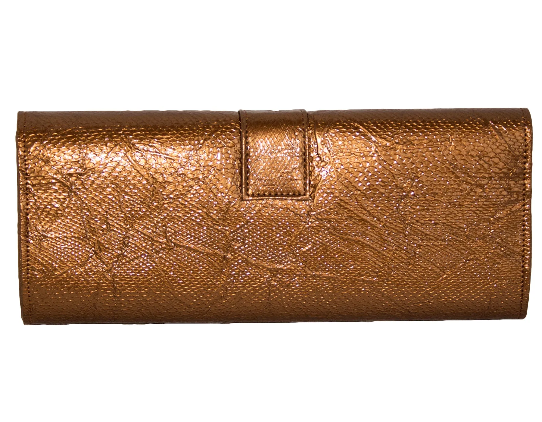 Fino RF-08 Faux Crocodile Patent Leather Buckle Clutch Bag with Chain