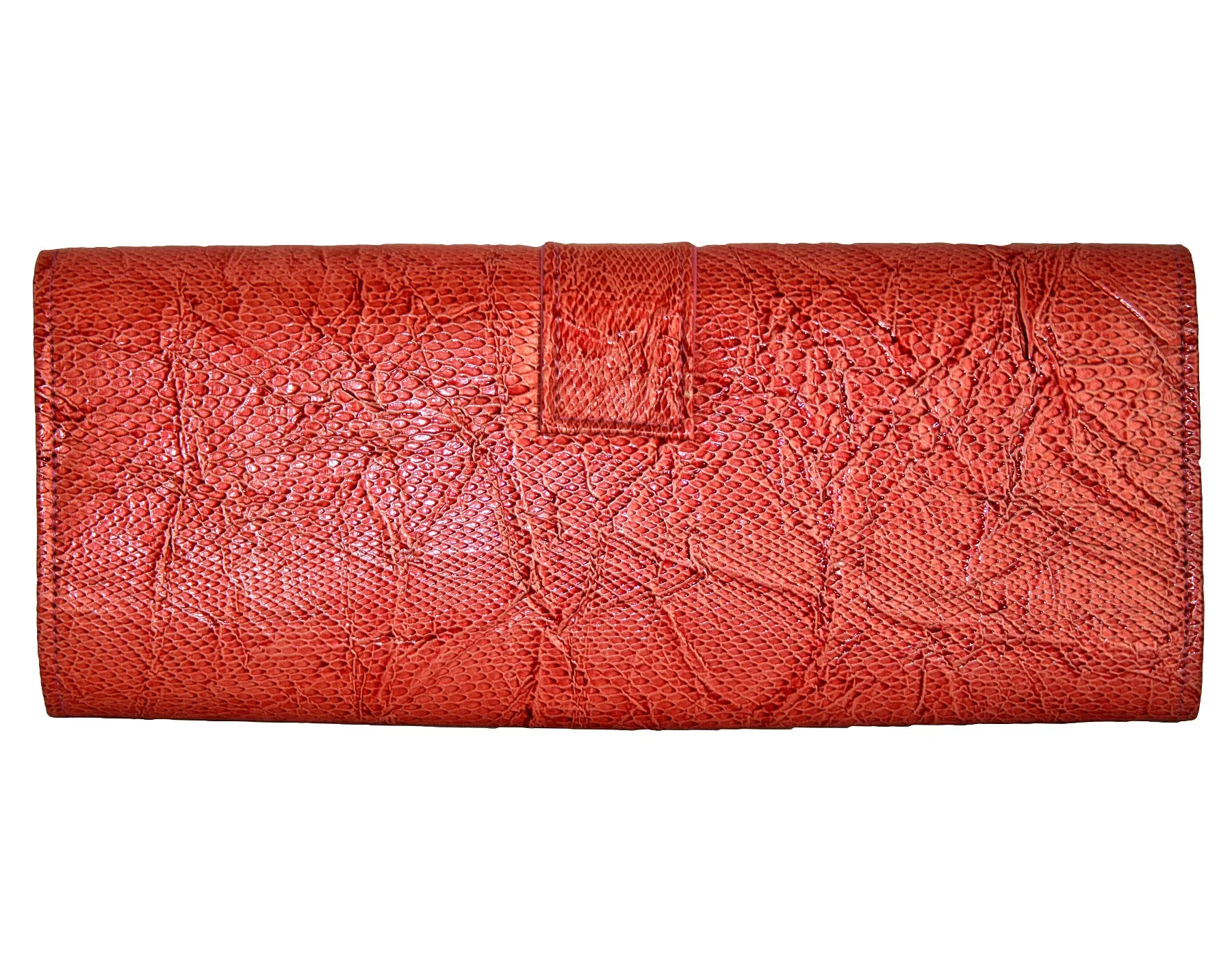 Fino RF-08 Faux Crocodile Patent Leather Buckle Clutch Bag with Chain