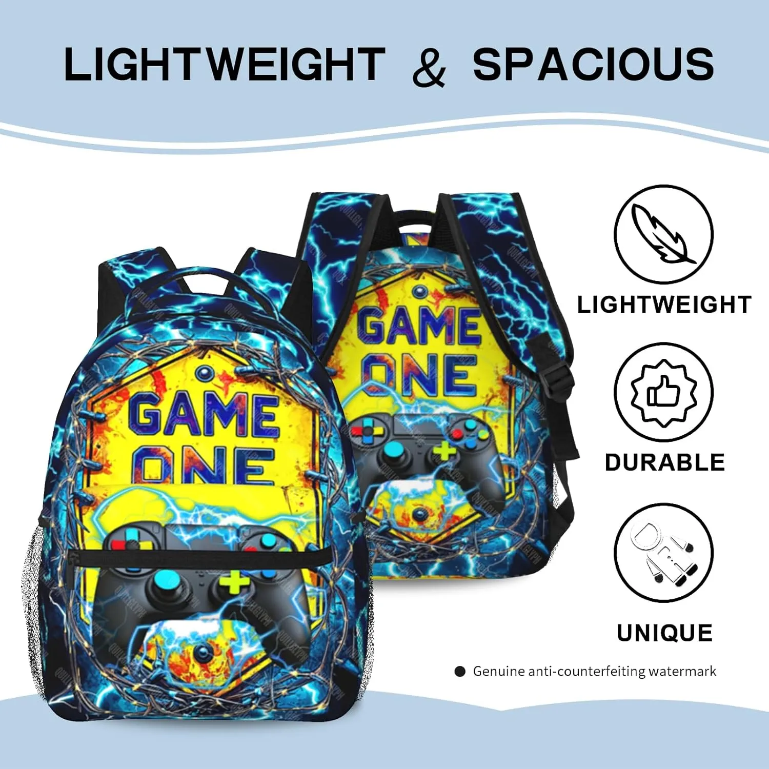 Gamer School Backpack For Boys Abstract Gamepad Boy Backpack For Kids Children Teens Elementary Middle School Boy Backpacks Ages 6-18 Video Games Bookbag back pack