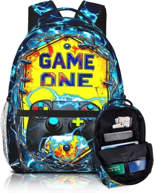 Gamer School Backpack For Boys Abstract Gamepad Boy Backpack For Kids Children Teens Elementary Middle School Boy Backpacks Ages 6-18 Video Games Bookbag back pack