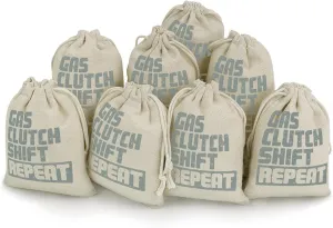 Gas Clutch Shift Repeat Cotton Drawstring Bags 8 Pack Small Gift Bags Reusable Empty Gift Pouch