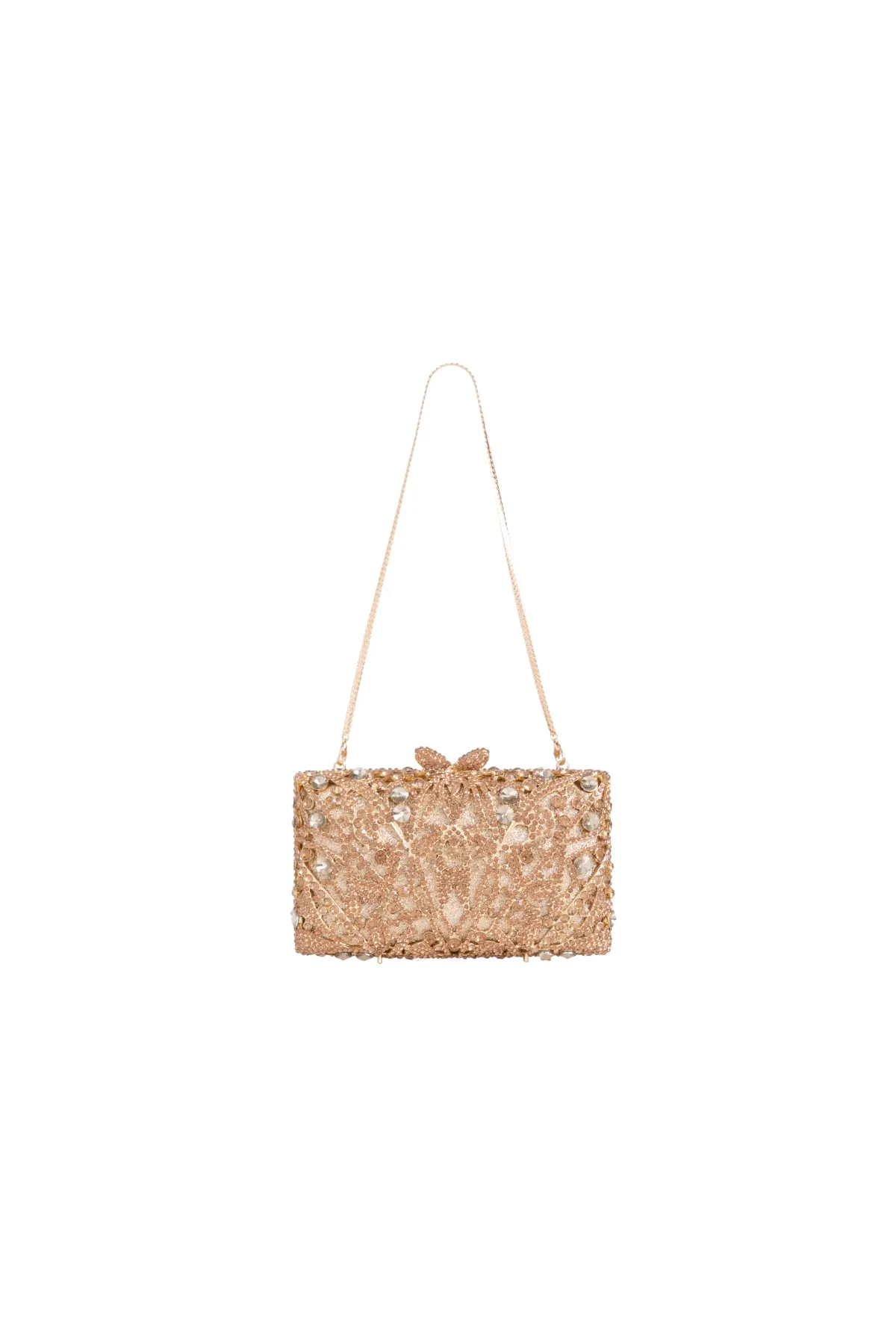 Gold Crystal Embellished Clutch Bag