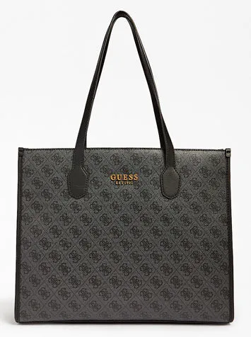 Guess Silvana Logo 4G Top Handel Bag In Coal For Women