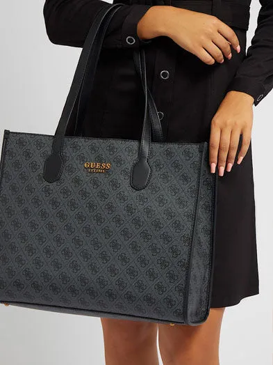 Guess Silvana Logo 4G Top Handel Bag In Coal For Women