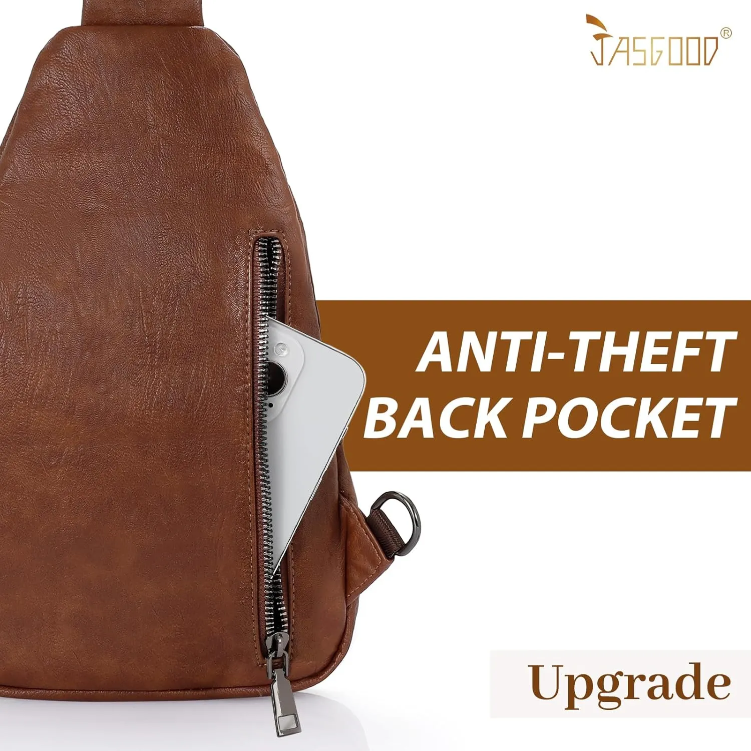 JASGOOD Anti Theft Small Sling Bag for Women Leather Fanny Packs Crossbody Bags Trendy Anti-Theft Sling Purse for Travel