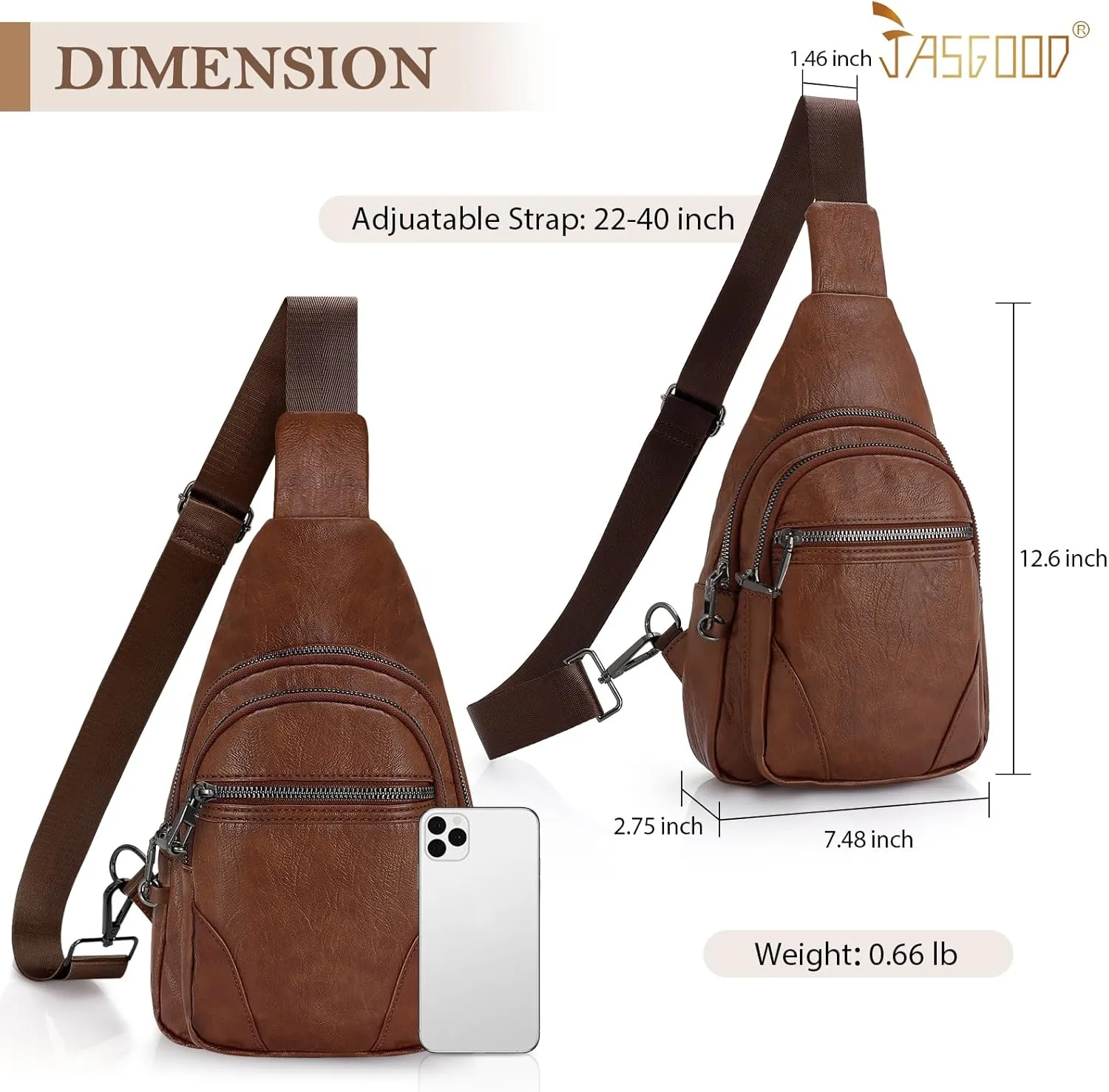 JASGOOD Anti Theft Small Sling Bag for Women Leather Fanny Packs Crossbody Bags Trendy Anti-Theft Sling Purse for Travel