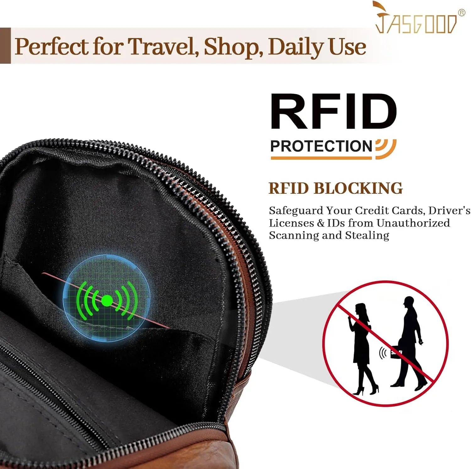JASGOOD Anti Theft Small Sling Bag for Women Leather Fanny Packs Crossbody Bags Trendy Anti-Theft Sling Purse for Travel