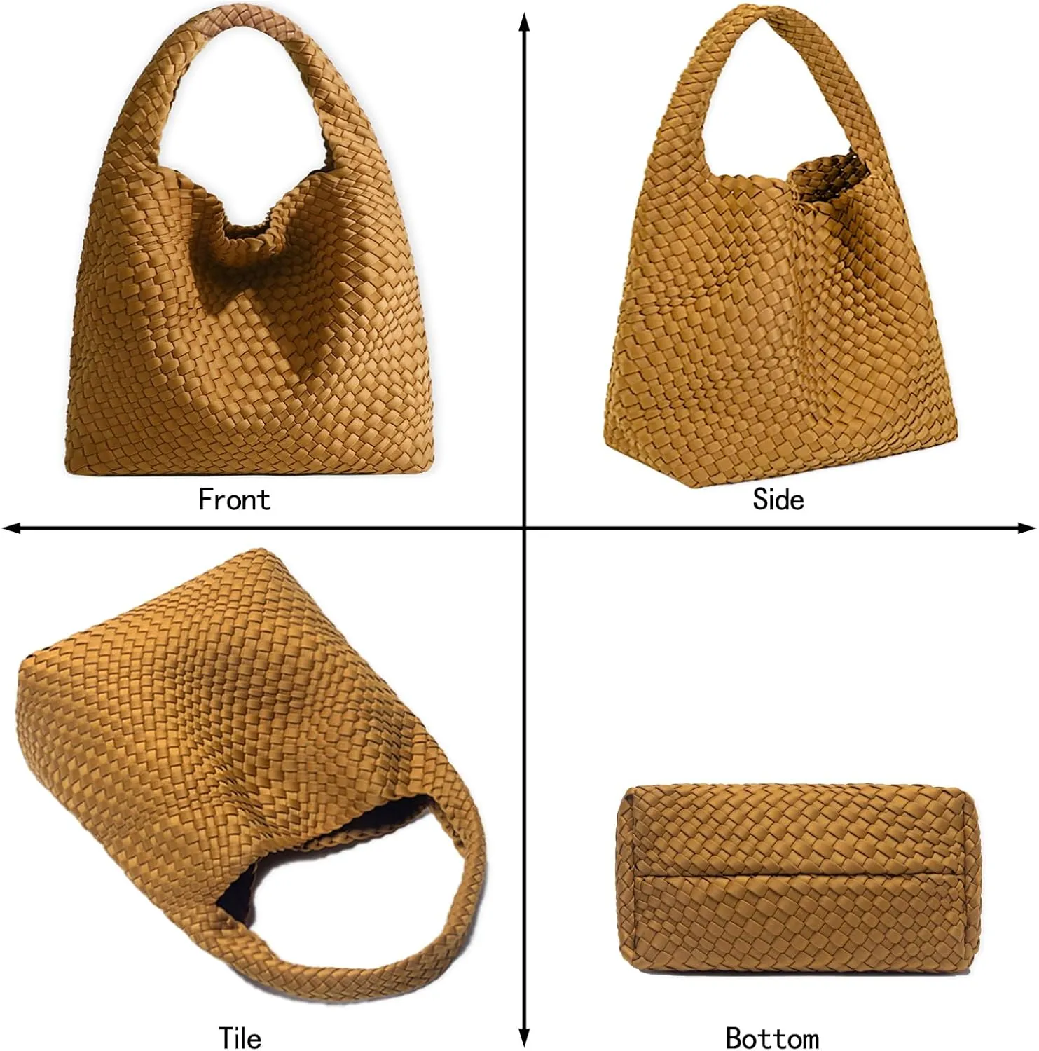 JINMANXUE Woven Purse for Women, Neoprene Top-handle Shoulder Bag, Hobo Tote, Travel Handbag, Wrist Bag For Work Shopping