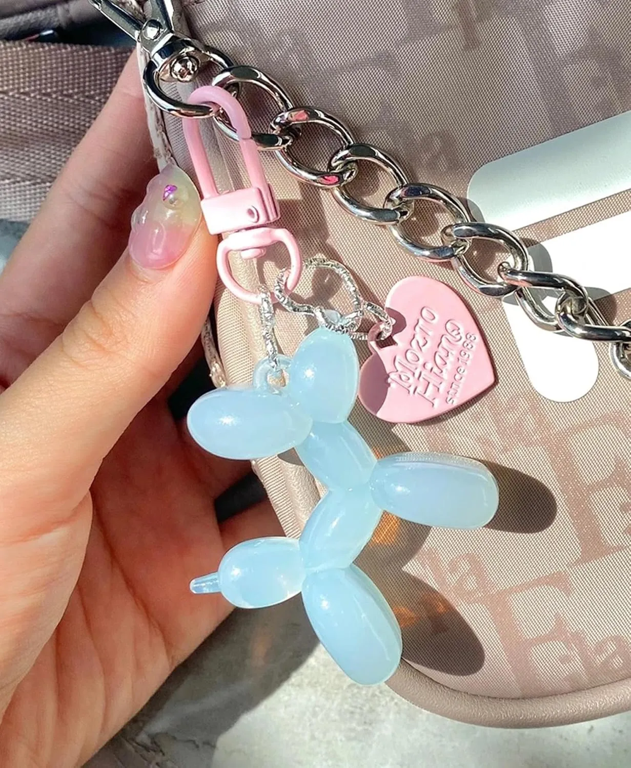 LAEKOU Jelly Balloon Dog Design Keychain for Women, Cute Girls Key Chain, Bag Charms Accessories for Car Purse Backpack