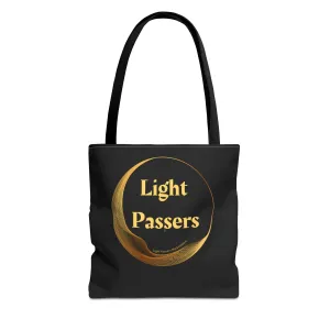 Light Passers Logo Tote Bag (AOP) bag with Gold Logo. Cool Stuff Accessories