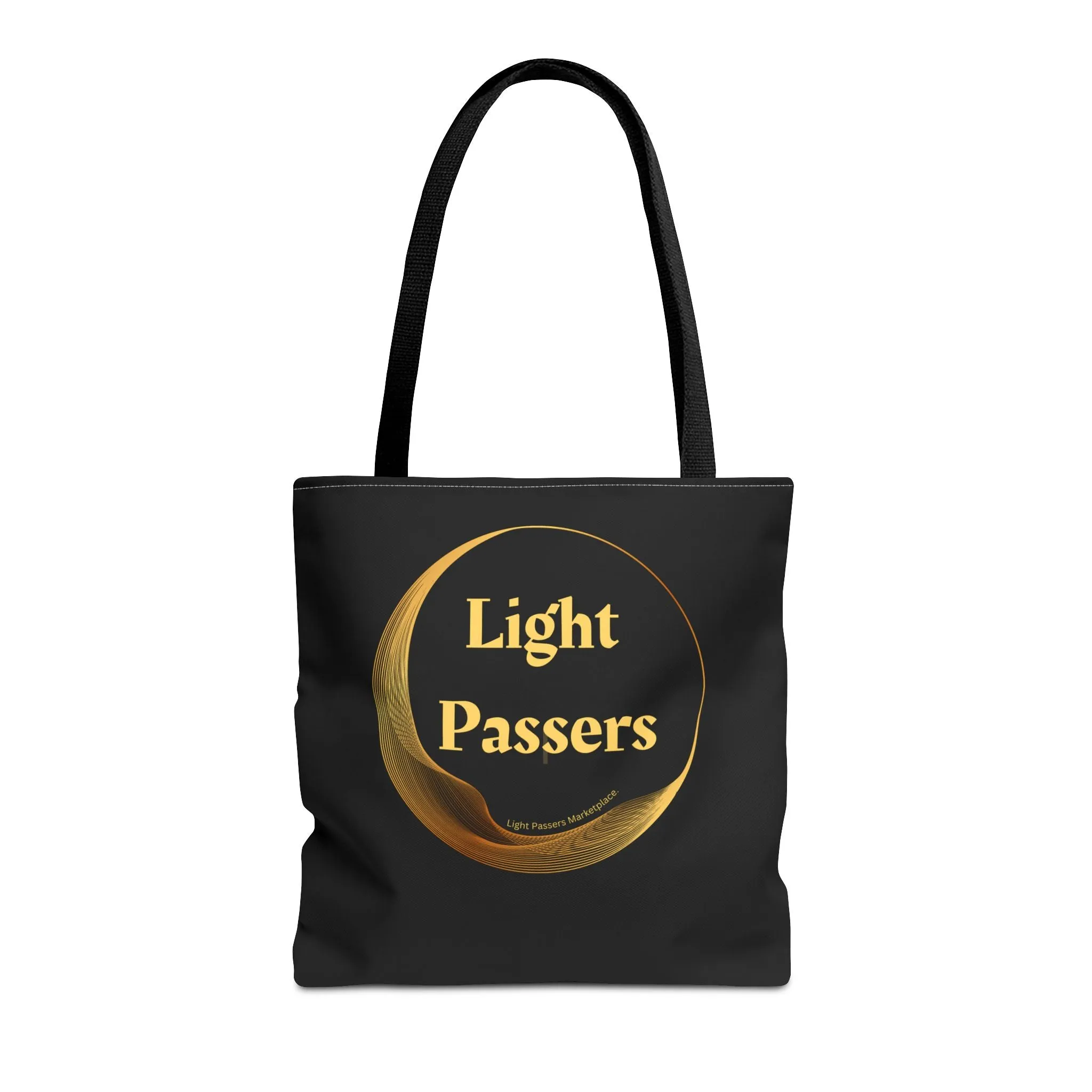 Light Passers Logo Tote Bag (AOP) bag with Gold Logo. Cool Stuff Accessories