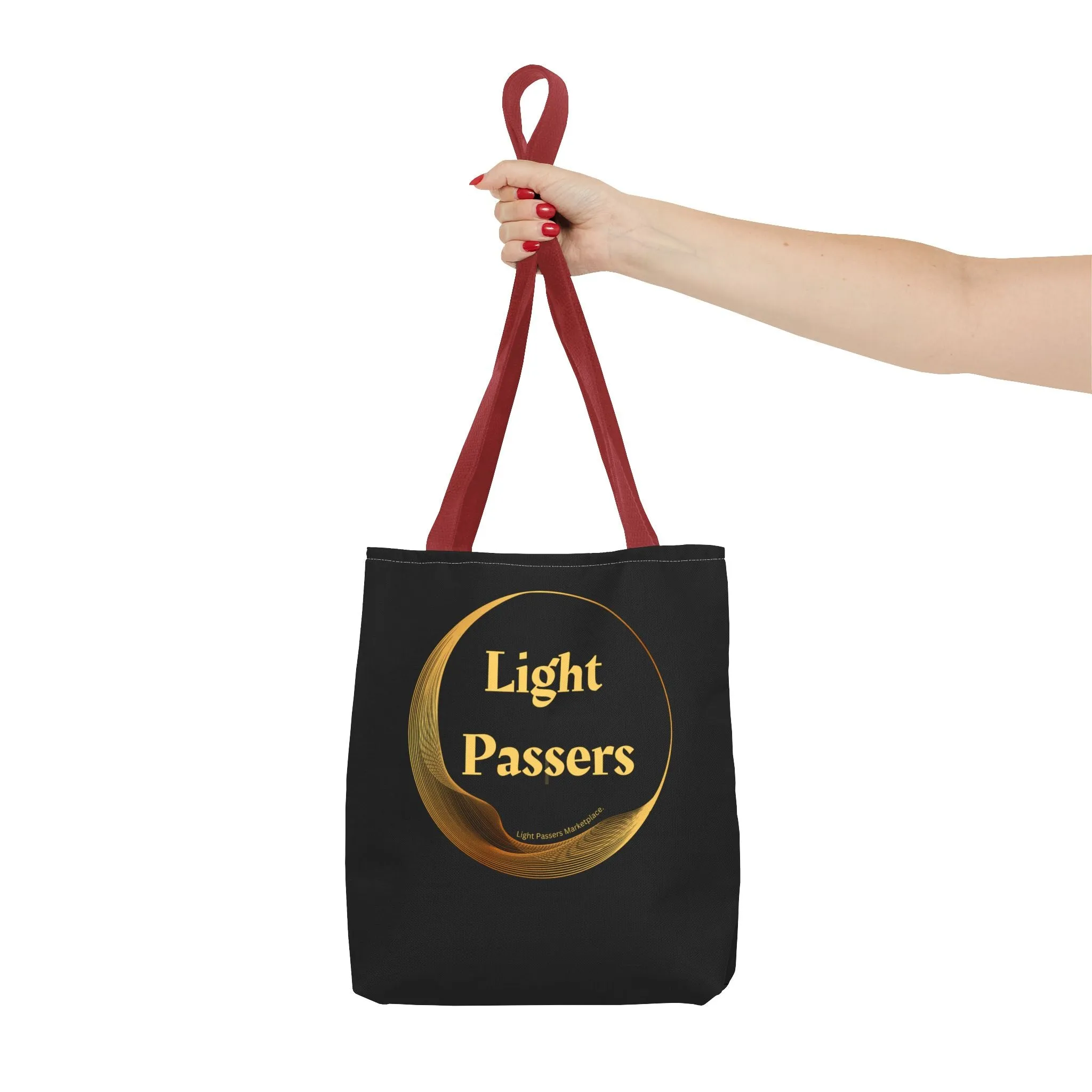 Light Passers Logo Tote Bag (AOP) bag with Gold Logo. Cool Stuff Accessories