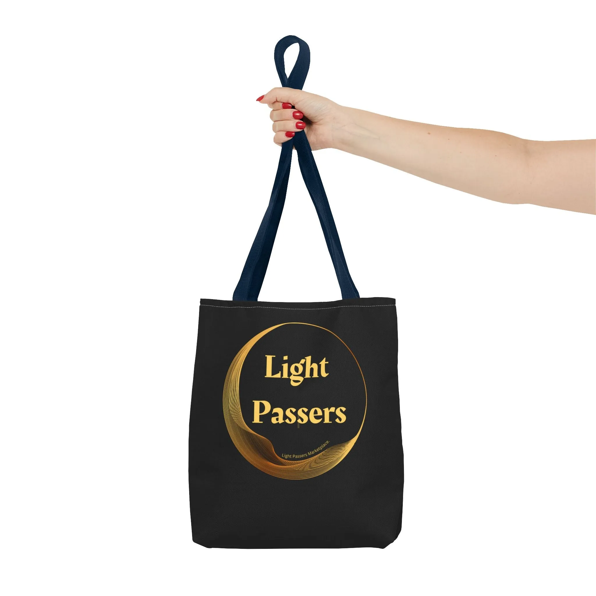 Light Passers Logo Tote Bag (AOP) bag with Gold Logo. Cool Stuff Accessories