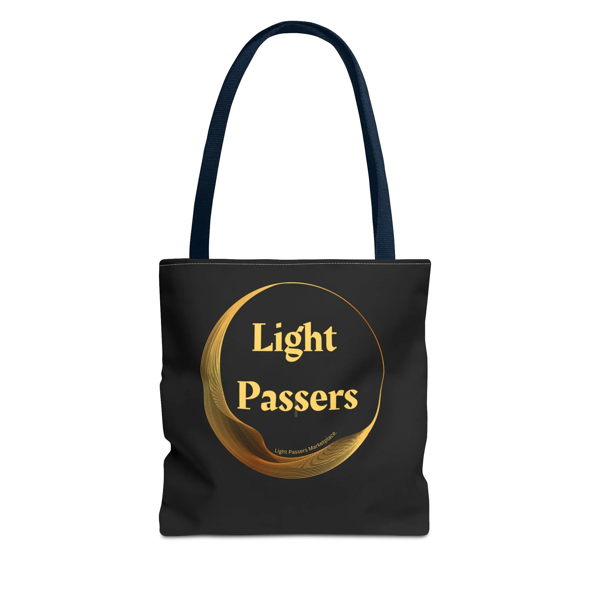 Light Passers Logo Tote Bag (AOP) bag with Gold Logo. Cool Stuff Accessories