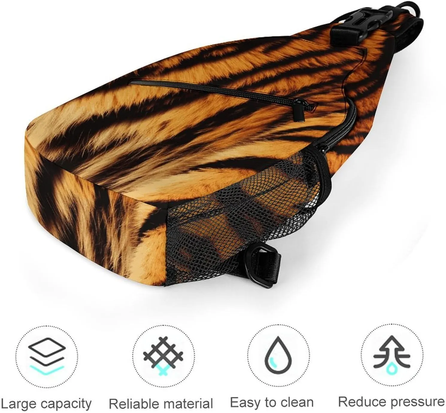 Lightweight Chest Bag Crossbody Bag Tiger Striped Pattern Sling Backpack for Women Men Sports Travel