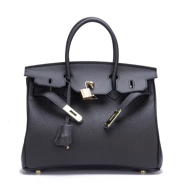 Luxury Famous Brands 2019 Women Genuine Leather Lock Handbags Female Messenger Bags Designer Casual Ladies Tote Crossbody Bags