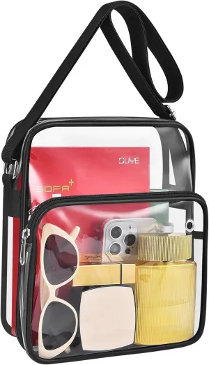 MAY TREE Clear Messenger Bag Stadium Approved Clear Bag Purse for Stadium Events Concert Sport Work