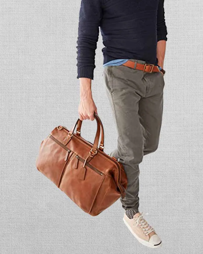 Men's Defender or Dillon Leather Travel Overnight Duffle Bag