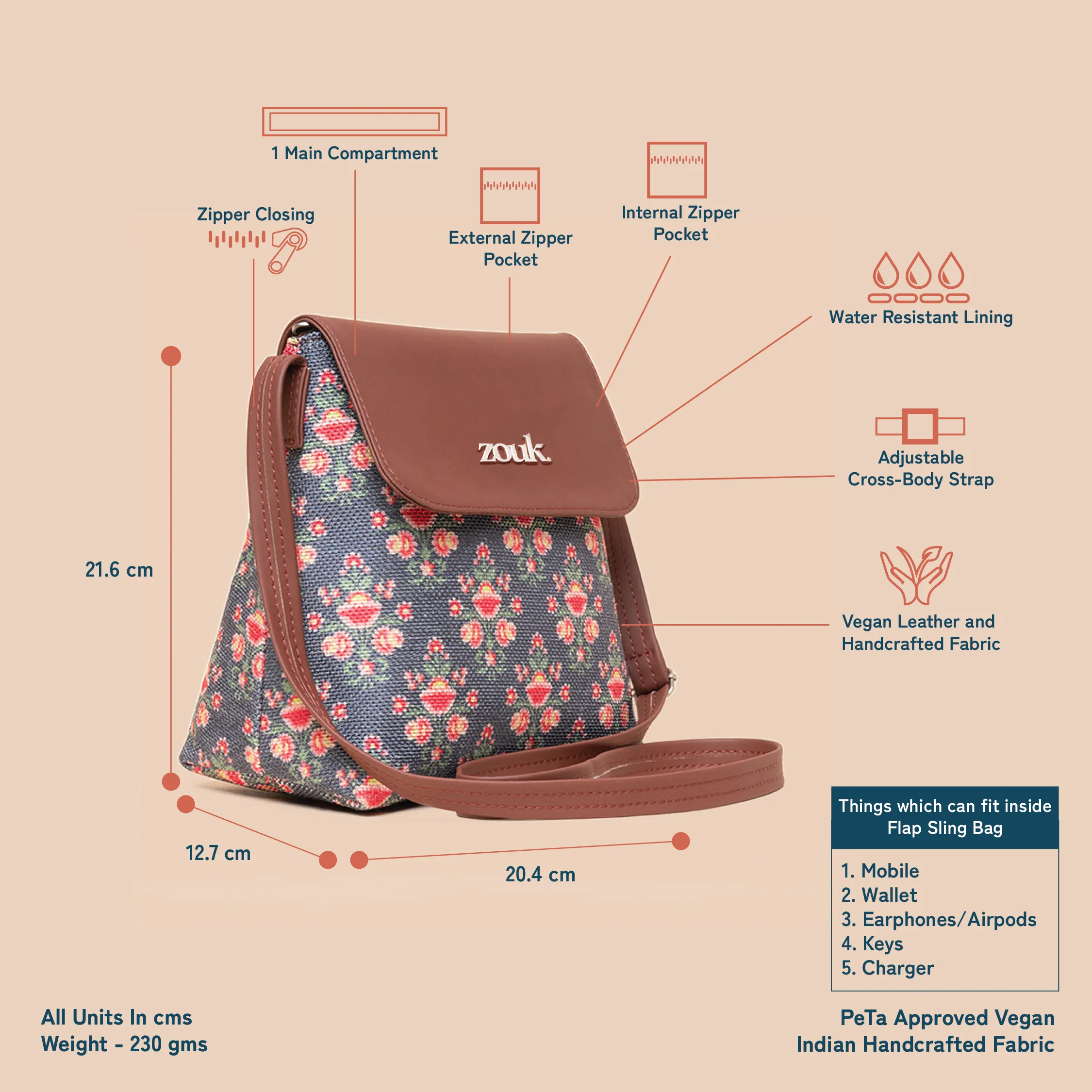 Mughal Garden Print Flap Sling Bag
